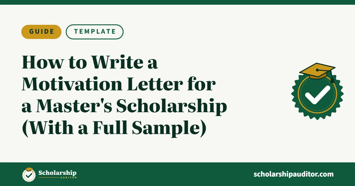How to write a motivation letter for a master's scholarship, with a full sample, Scholarship Auditor guide